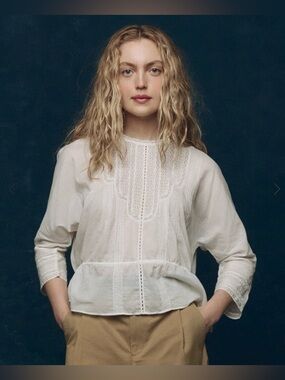 The Great. NWT The Victorian Blouse Classic White Ivory Lace Blouse Sz 1 US S